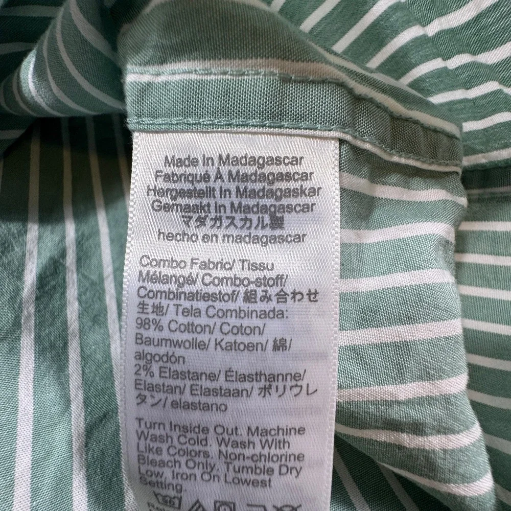 J.Crew Flex Washed Shirt Mens XL‎ Classic Fit Green White Striped Button Down